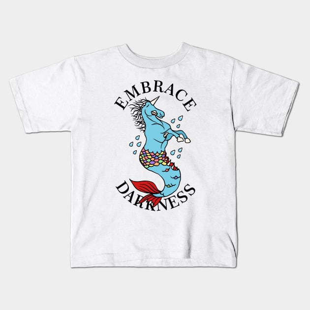 Embrace Darkness Undead Unicorn Abomination Kids T-Shirt by sadpanda